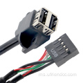 Dual USB2.0 Panel Perempuan Mount Screw Pitch Cable